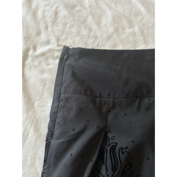 Apt. 9 Black Skirt Womens Size 10 Pleated Floral Flocked Ruffle Hem - Picture 8 of 9